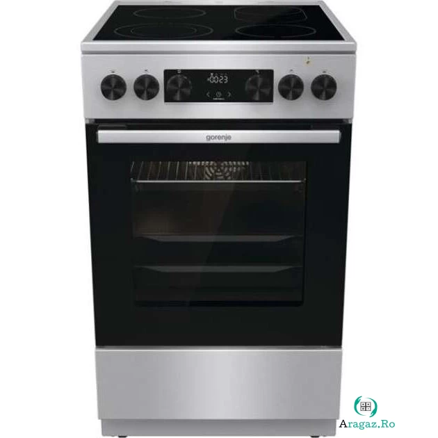 Gorenje Aragaz Gorenje GECS5C70XA, Abordare bucatarie cm. 50 - 4 zone de gatit electrice + 1 cuptor electric, inox/negru