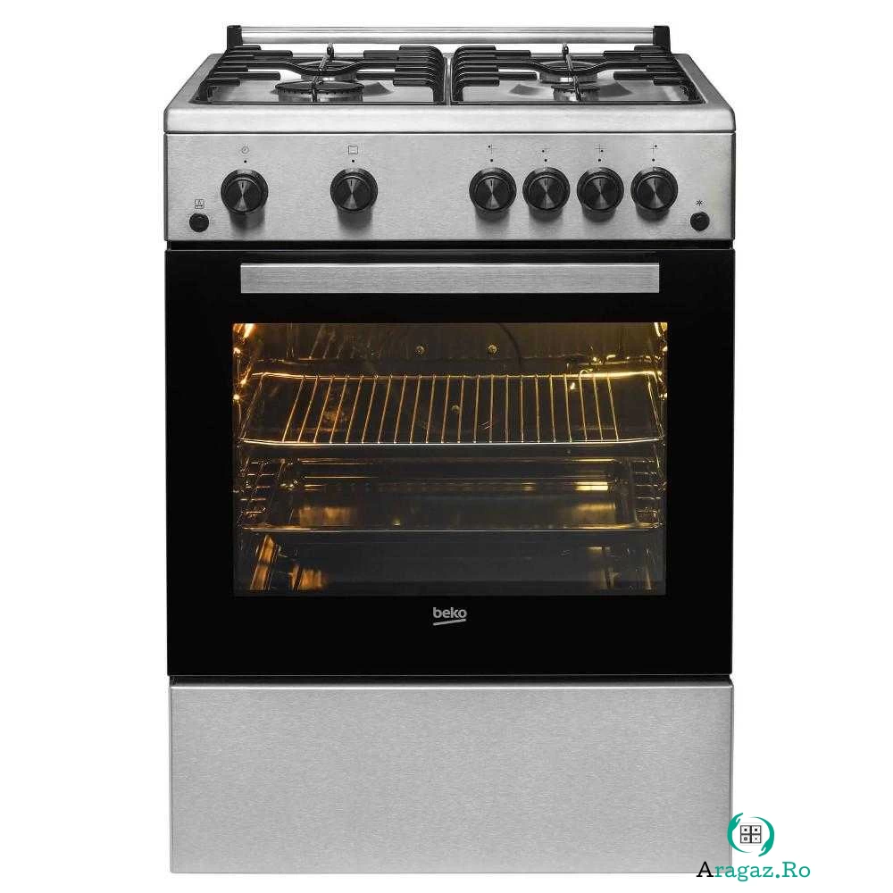 Aragaz pe Gaz Beko FSGT62110DXO, Rotisor, Grill, 4 arzatoare la 1,698.99 lei ron
