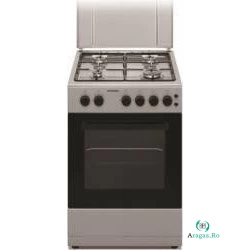 HEINNER Aragaz cu 4 arzatoare Heinner HFSC-S50LITG-SL, volum cuptor 43L, Argintiu
