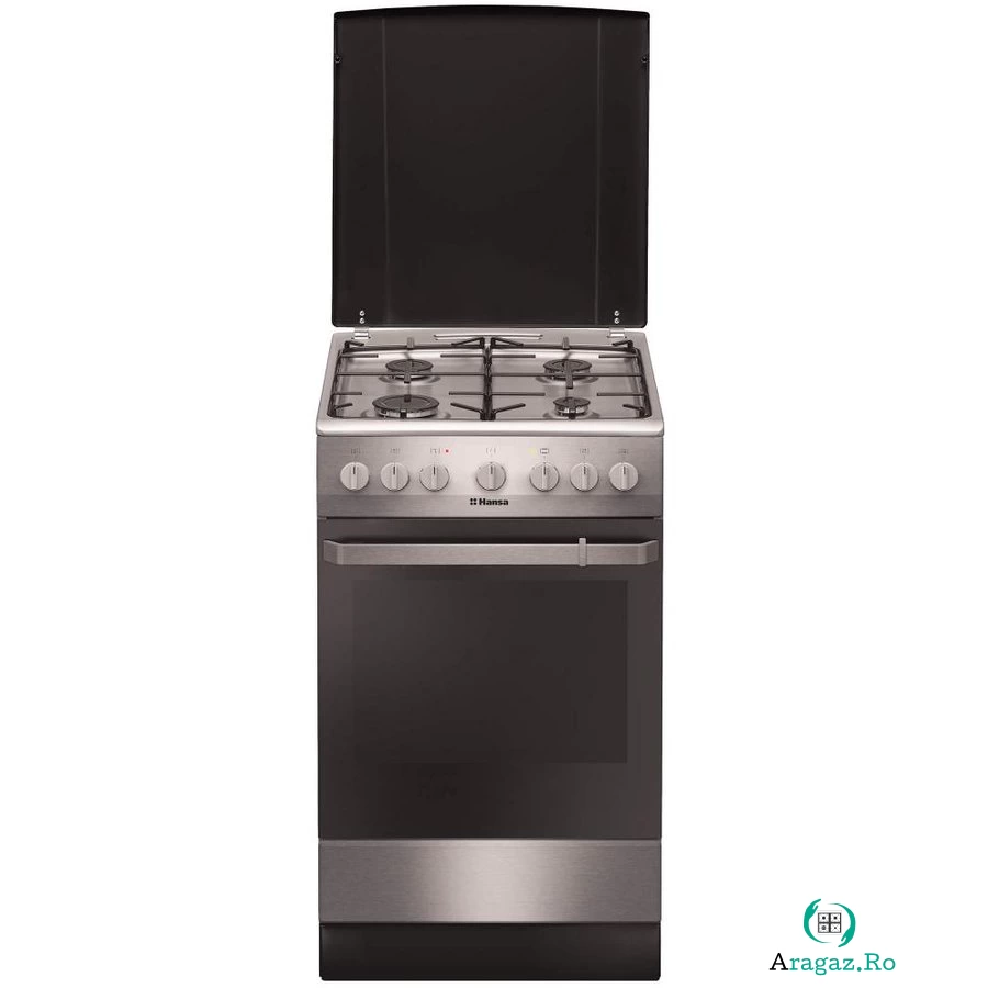 hansa Aragaz Hansa FCMX581009, 4 arzatoare, aprindere electrica si dispozitiv de siguranta arzatoare, grill, capacitate 65 L, gri la 1,723.99 lei ron