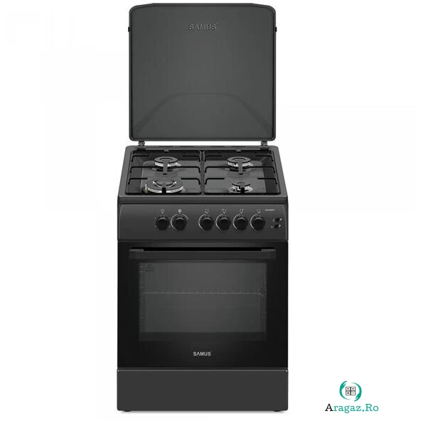 Samus Aragaz Samus SM664BPGS, 4 arzatoare, 1 WOK, Grill, Antracit