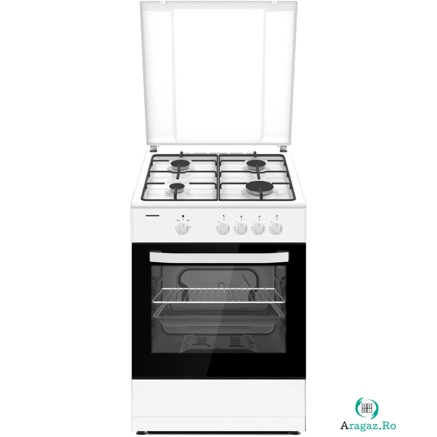 HEINNER Aragaz Heinner HFSC-SME66IWH, 60x60cm, gaz, 4 arzatoare, aprindere electrica, Alb la 1,185.99 lei ron