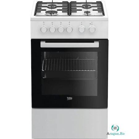 Beko Aragaz Beko FSS52020DW, 4 arzatoare, Aprindere electrica, Cuptor electric, 60 l, Grill, 60 cm, Alb