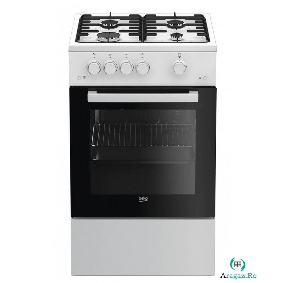 Beko Aragaz Beko FSG52020FW, Gaz, 4 Arzatoare, 60 l, Aprindere electrica, 50 cm, Alb la 1,599.00 lei ron