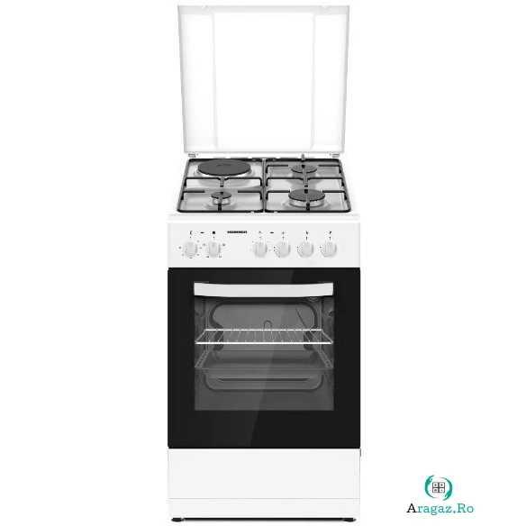 Aragaz HFSC-S56E1HSWH Mixt 3 Arzatoare Gaz 1 Plita Electrica Aprindere Electrica Cuptor Electric Clasa A Grill Alb la 2,673.99 lei ron