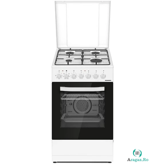 Aragaz HFSC-S60LITGC-WH Mixt 4 Arzatoare Clasa A Capac Metalic Alb