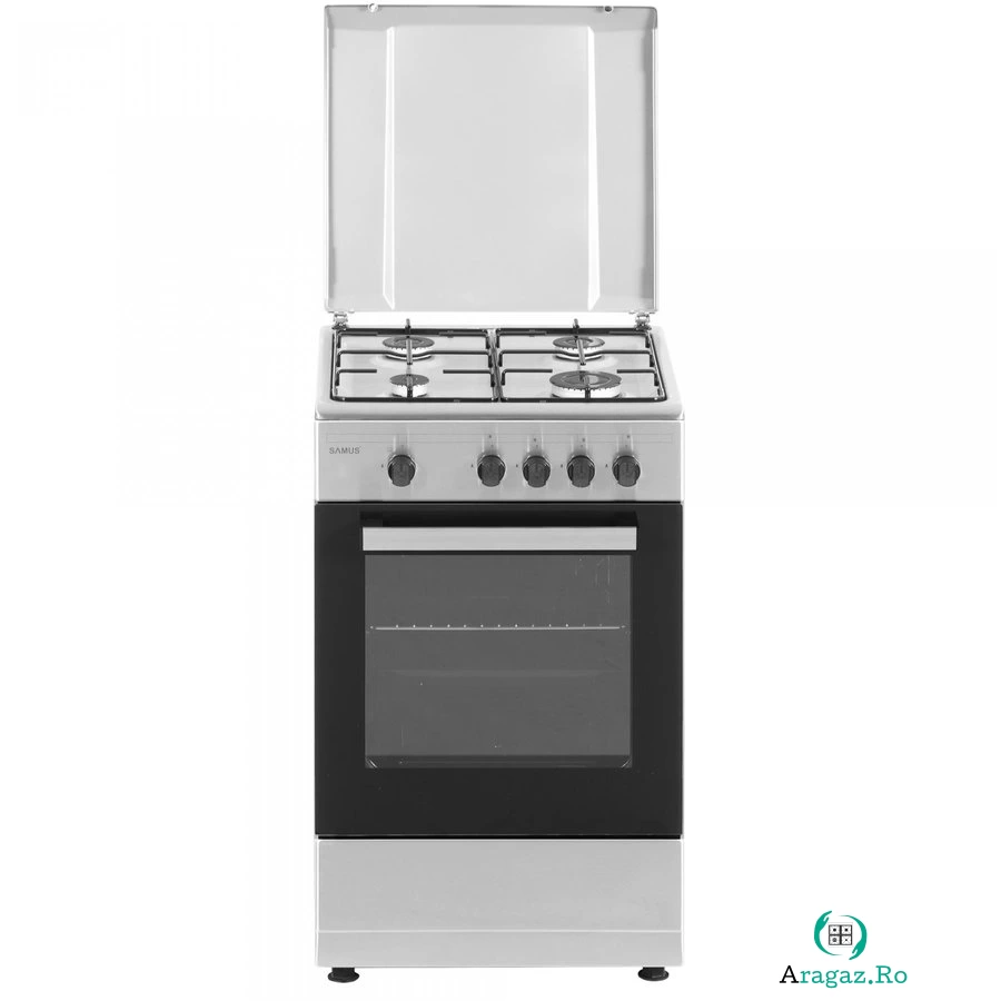 Aragaz SM450BXS Gaz 4 Arzatoare Capacitate Cuptor 49L Inox la 899.99 lei ron