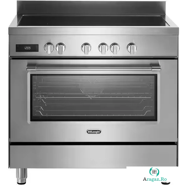 De Longhi Aragaz profesional De Longhi PRO 96MXIN ED RO, Gaz, 4 arzatoare, Cuptor electric, Cuptor 87 l, Timer, Iluminare cuptor, 90 cm, Inox