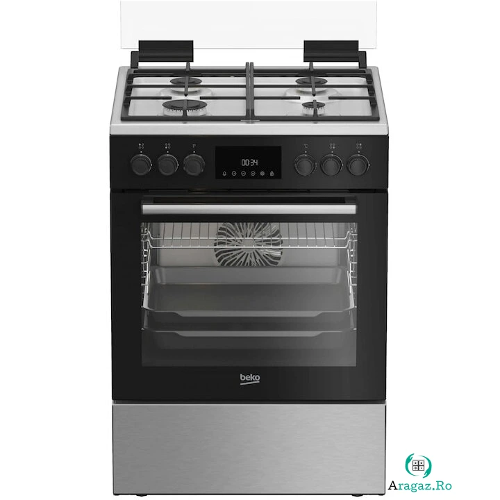 Beko Aragaz Beko FBSM62530DXMS, Mixt, 4 arzatoare, Aprindere electrica integrata, Gratare din fonta, Autocuratare catalitica, Grill, Gatire 3D, Timer, LED, 60 cm, Inox