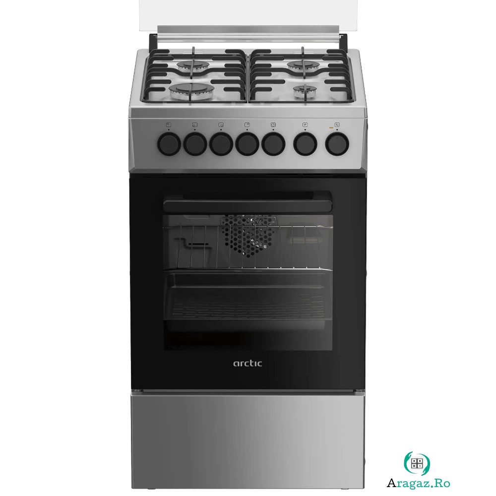 Aragaz mixt Arctic AMG5612GTCLX, Electric + Gaz, 4 arzatoare, 8 functii, Clasa A, Argintiu la 2,299.99 lei ron
