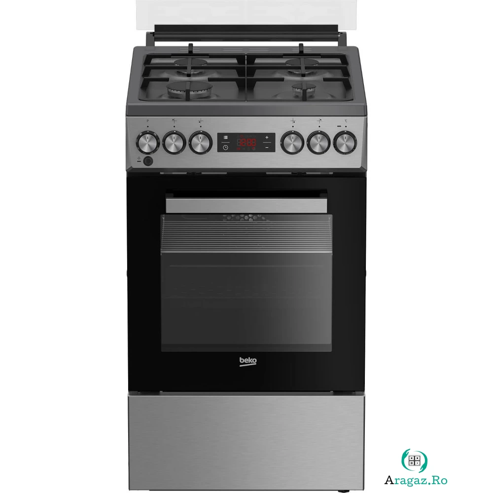 Aragaz Beko FSM52331TXDS, 4 arzatoare, Steam Shine Cleaning, 50 x 60 cm, Clasa A, Inox